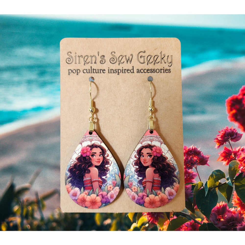 Disney Princess Moana Floral Portrait Earrings